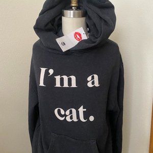 Cat-eared hoodie black sweatshirt